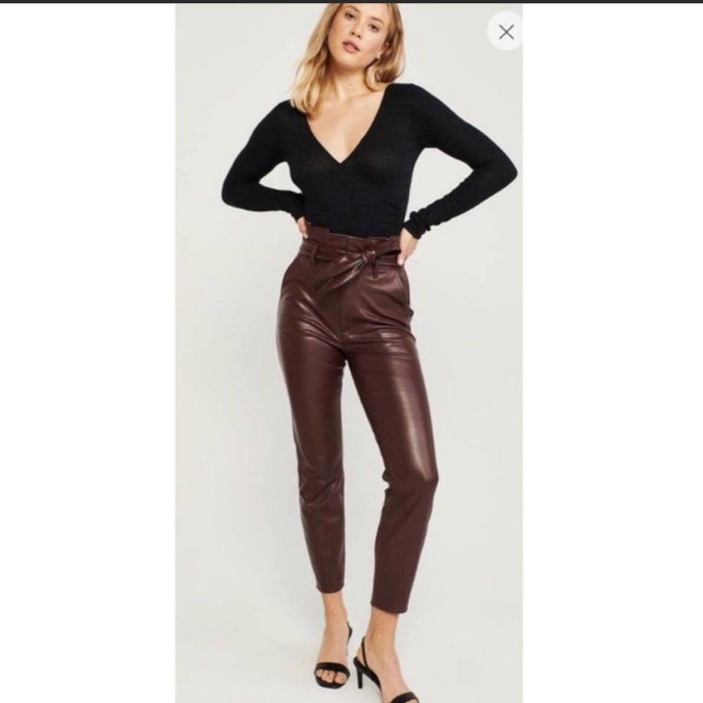 Abercrombie and Fitch S Brown Leather Paperbag Pants